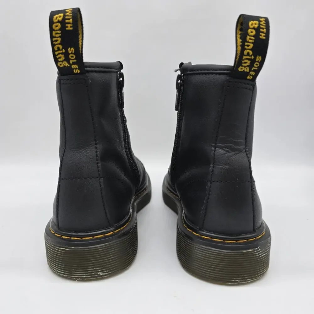 Dr. Martens Kids' Leather Combat Ankle Boots Outdoor Streetwear Black Size 3